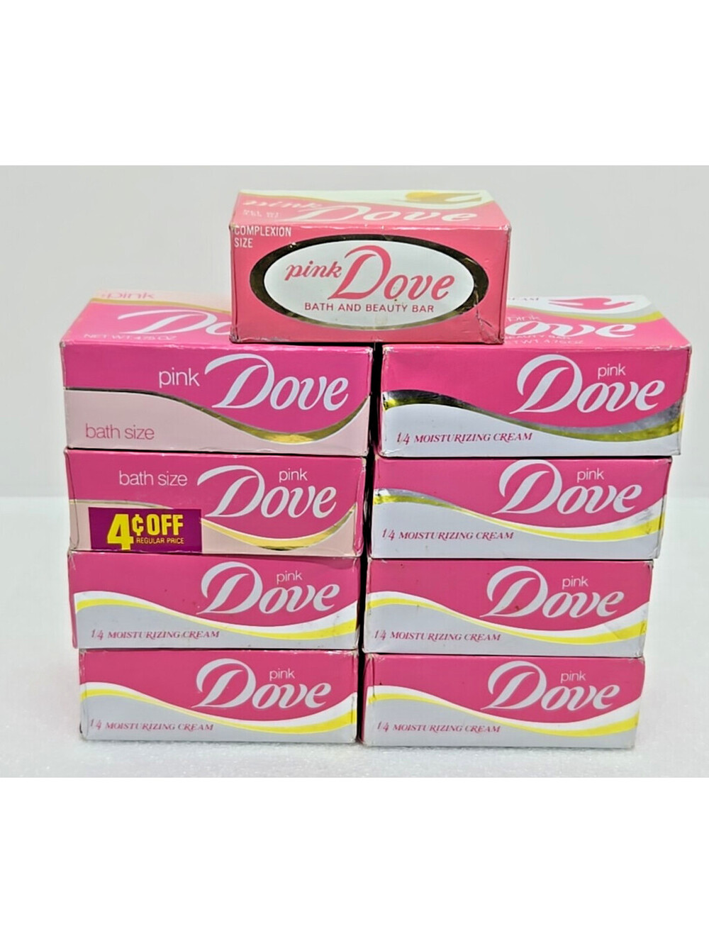 Lot 9 Dove Pink Bath Size & 1 Dove Pink Regular Size Bar Soap NOS Vintage 1980s